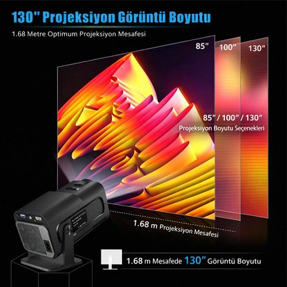 HY320 Mini Full HD 1080P Akıllı Projektör – Android 11, Wi-Fi 6, Bluetooth 5.0, 4K Destekli Ev Sinema Cihazı