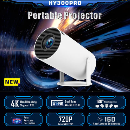 4K Projektör HY300 Pro - 1080P Full HD | Android 11, Wi-Fi 6 + Bluetooth 5.0, Taşınabilir Mini Projektör
