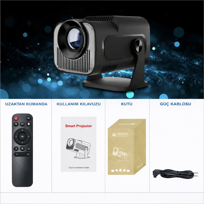 HY320 Mini Full HD 1080P Akıllı Projektör – Android 11, Wi-Fi 6, Bluetooth 5.0, 4K Destekli Ev Sinema Cihazı