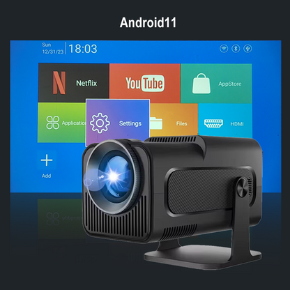 HY320 Mini Full HD 1080P Akıllı Projektör – Android 11, Wi-Fi 6, Bluetooth 5.0, 4K Destekli Ev Sinema Cihazı