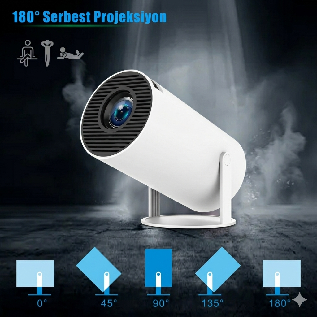 4K Projektör HY300 Pro - 1080P Full HD | Android 11, Wi-Fi 6 + Bluetooth 5.0, Taşınabilir Mini Projektör
