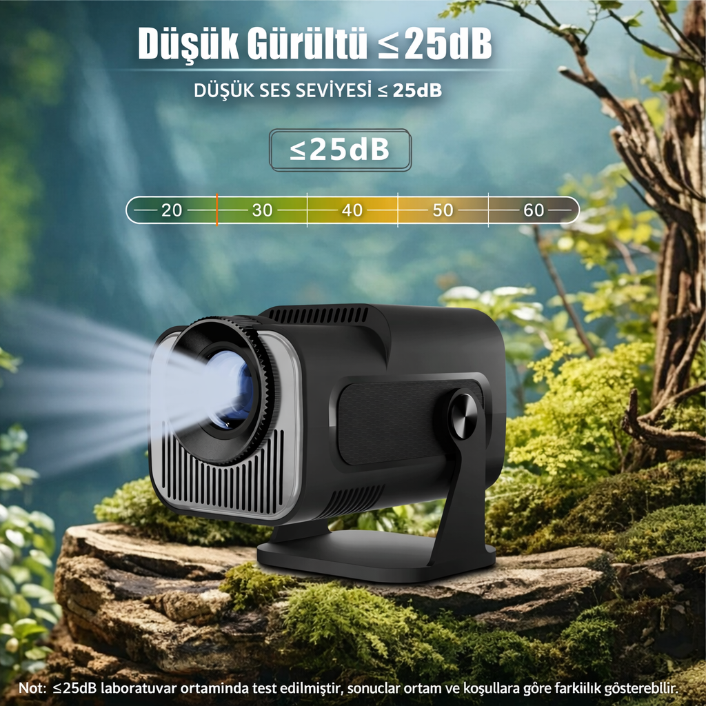 HY320 Mini Full HD 1080P Akıllı Projektör – Android 11, Wi-Fi 6, Bluetooth 5.0, 4K Destekli Ev Sinema Cihazı